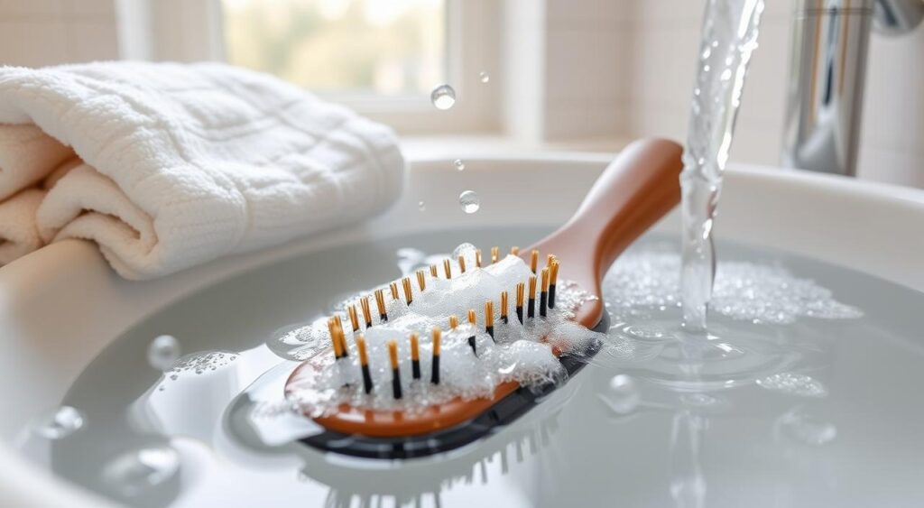 como lavar escova de cabelo