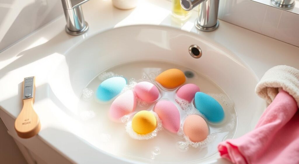 higienização esponja maquiagem