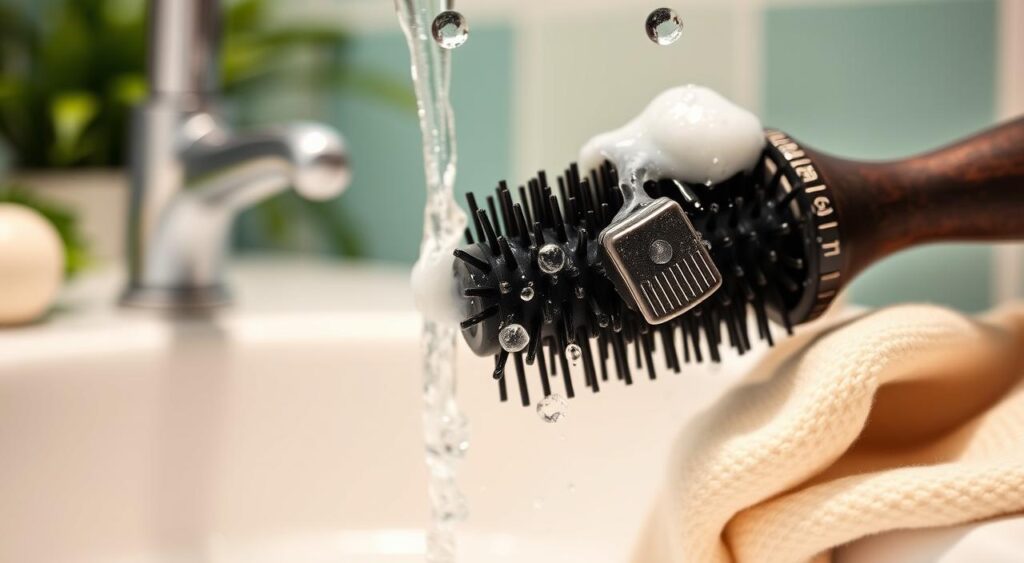 limpeza de escova de cabelo