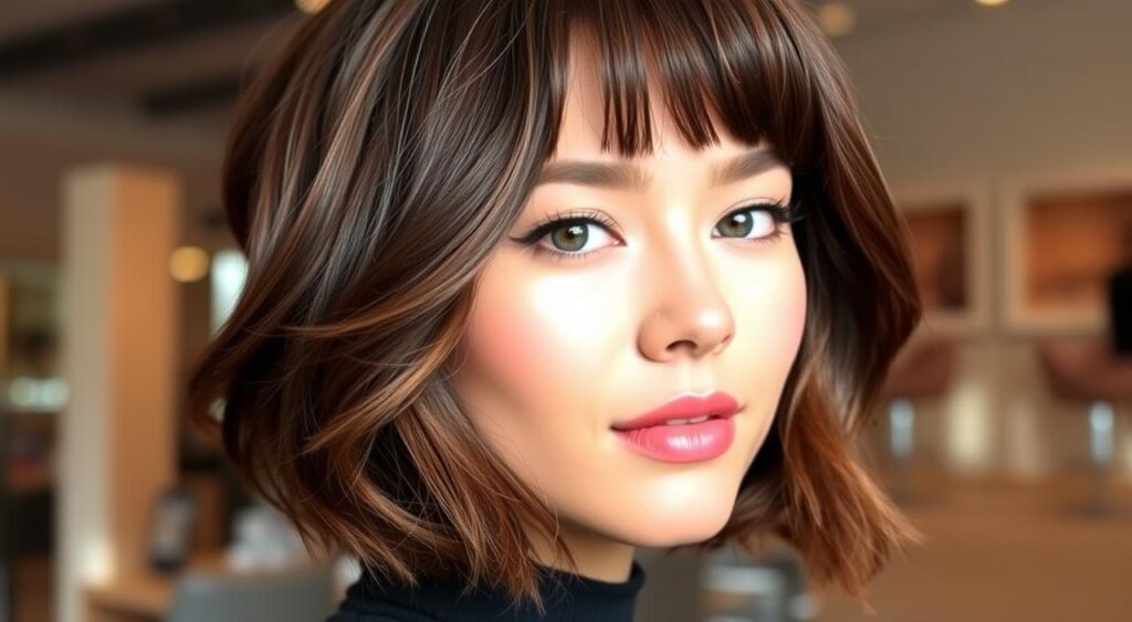 cabelo curto com franja