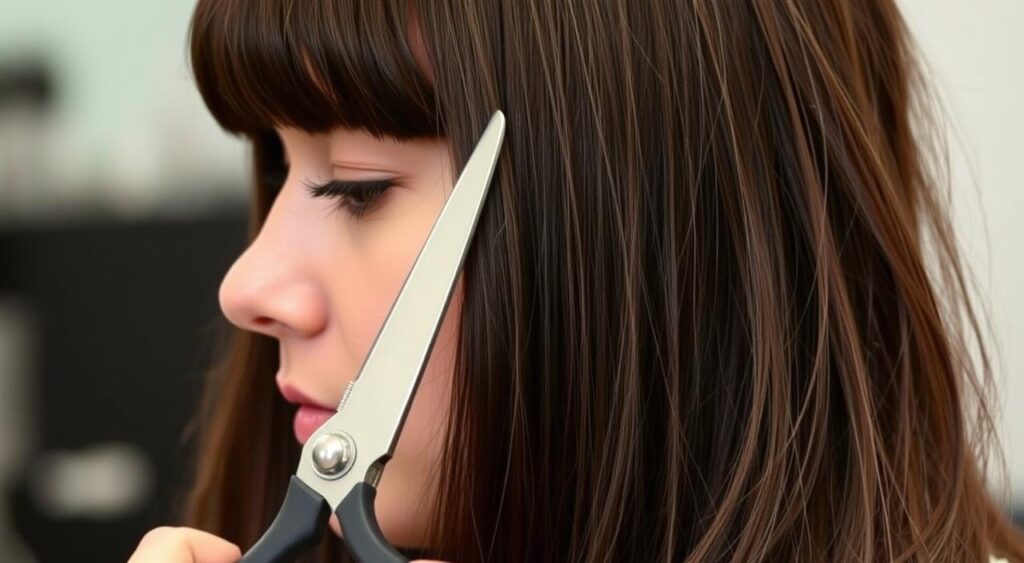 corte de franja em cabelo