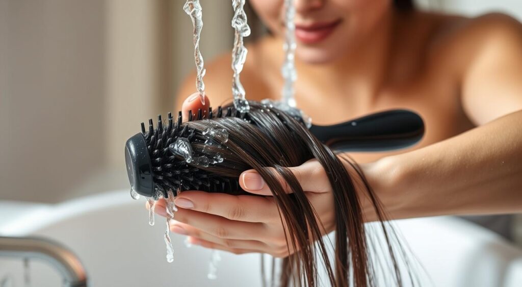 higienização de escova de cabelo